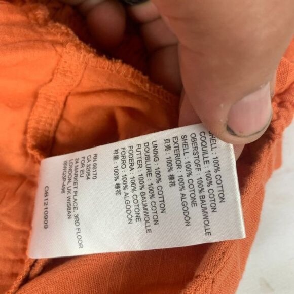 Urban Outfitters Rust Orange XS Puff Sleeve Smocked Back Crop Top 100% Cotton - Picture 5 of 10